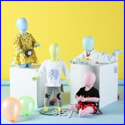 Pink Kid Dress Form, Children Display Full Body Dressmaker Dummy, Baby Fiberglass Mannequin with Detachable Foot Model for Display