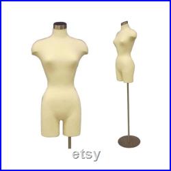 Pinnable Off-White Female Adult Dress Form Mannequin with Shoulders and Thighs F2 6WLG