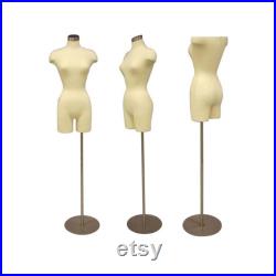 Pinnable Off-White Female Adult Dress Form Mannequin with Shoulders and Thighs F2 6WLG