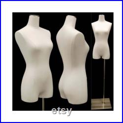 Pinnable White Linen Adult Female Dress Form Mannequin Torso with Thighs and Base F1WL Free Shipping