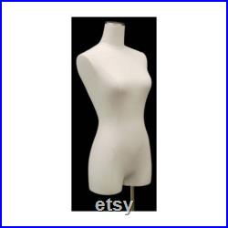 Pinnable White Linen Adult Female Dress Form Mannequin Torso with Thighs and Base F1WL Free Shipping