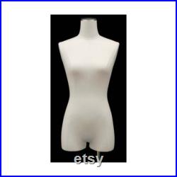 Pinnable White Linen Adult Female Dress Form Mannequin Torso with Thighs and Base F1WL Free Shipping