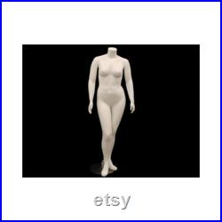 Plus Size Headless Full Body Matte White Female Mannequin with Metal Base PLUSBW2