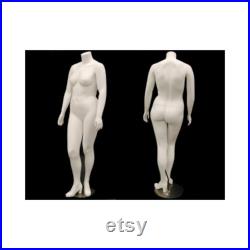 Plus Size Headless Full Body Matte White Female Mannequin with Metal Base PLUSBW2