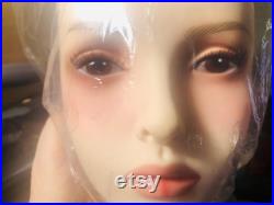 Precious Realistic Freckled Face Mannequin Head and Chest Wig Display Pierced Eyes and Hairnet NEW