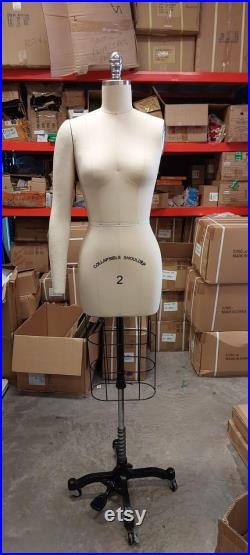Professional Dress Form with Minor Manufacturing Stain Size 2 Half Body Women w Collapsible Shoulders , Arm Dressmaker Model Dummy