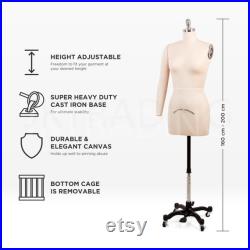 Professional Dress Form with Minor Manufacturing Stain Size 2 Half Body Women w Collapsible Shoulders , Arm Dressmaker Model Dummy
