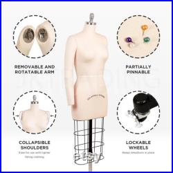 Professional Dress Form with Minor Manufacturing Stain Size 2 Half Body Women w Collapsible Shoulders , Arm Dressmaker Model Dummy
