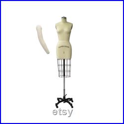 Professional Half-Body Linen Female Tailoring Dress Form Mannequin with Right Arm and Padding Kit HALFSIZE-ST