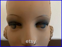 RARE 1930's Korrect-Way Blonde, Blue-Eyes, Red Lip Plaster Mannequin Head, Outstanding Condition