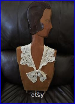 RARE 1930s Mannequin, Art Deco Woodikin Head and Torso, Store Display