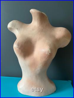 RARE 1948 Unique Mannequin Torso Female W Patina Hand Made Plaster similar to Paper Mache Vintage Made in U.S.A.