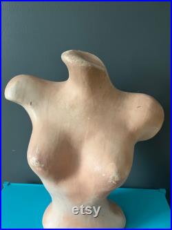 RARE 1948 Unique Mannequin Torso Female W Patina Hand Made Plaster similar to Paper Mache Vintage Made in U.S.A.