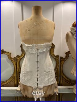 RARE Antique Embroidered Dress Form and Corset Buste Girard La Couronne Paris Vintage Embroidery