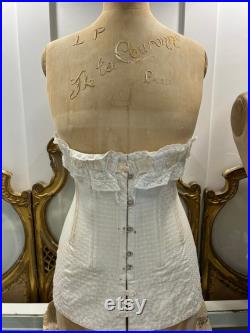 RARE Antique Embroidered Dress Form and Corset Buste Girard La Couronne Paris Vintage Embroidery
