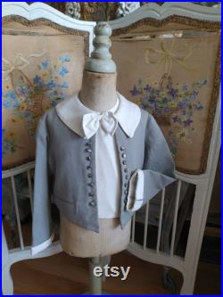 RARE Antique Miniature Child Tailor's Dummy With Vintage Bow Jacket Blouse Mannequin From France Brocante Boudoir Clothing Faded Blue Old
