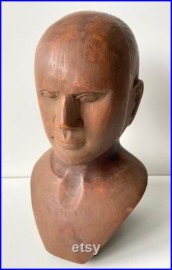 RARE mannequin head Wood Male Late 19th to early 20th century France