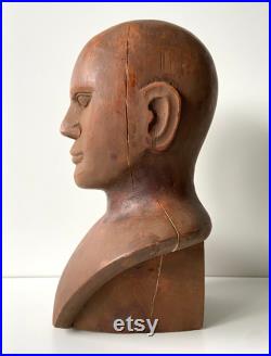 RARE mannequin head Wood Male Late 19th to early 20th century France