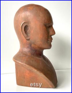 RARE mannequin head Wood Male Late 19th to early 20th century France