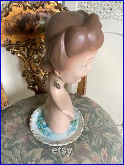 REDUCED Vintage 30-40 s Plaster 14 Female Bust Mannequin, Earring Holes