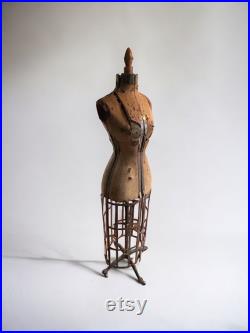 Rare Hall-Borchert Co. Antique Dress Form, Victorian Mannequin with Adjustable Metal Cage Skirt, 1900's Hall Borchert Dress Form Metal Cage