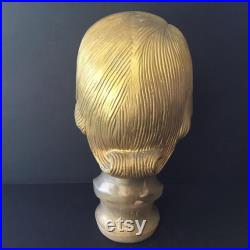 Rare Hard To Find Vintage Department Store Composition Flapper Style Mannequin Head Painted Gold, As Found