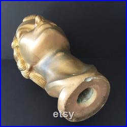 Rare Hard To Find Vintage Department Store Composition Flapper Style Mannequin Head Painted Gold, As Found