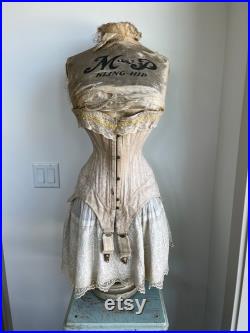 Rare Vintage M and P Corset Dress Form Mannequin with Corset and Skirt