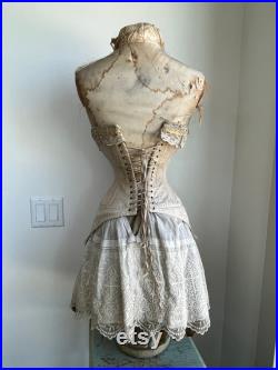 Rare Vintage M and P Corset Dress Form Mannequin with Corset and Skirt