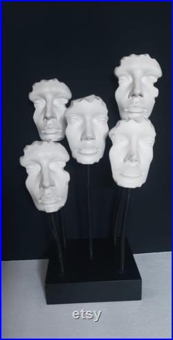Rare heavy Vintage Counter top Mannequin faces on flexible wire stand