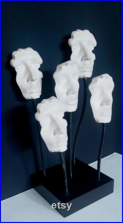 Rare heavy Vintage Counter top Mannequin faces on flexible wire stand