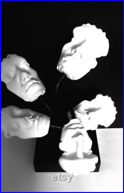 Rare heavy Vintage Counter top Mannequin faces on flexible wire stand