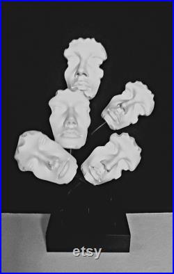 Rare heavy Vintage Counter top Mannequin faces on flexible wire stand