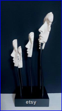 Rare heavy Vintage Counter top Mannequin faces on flexible wire stand