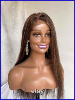 Realistic Female Adult Smiling Mannequin Head with Bust Shoulders Wig, Jewelry, Hat, Accessory and Product Displays and More