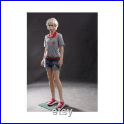 Realistic Female Junior Kids Fleshtone Full Body Fiberglass Mannequin with Base SK03