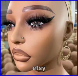 Realistic Mannequin Bust Black Brown Female Mannequin Head Wig Stand Display Mannequin Head( 9.5 7.8 12.2 )