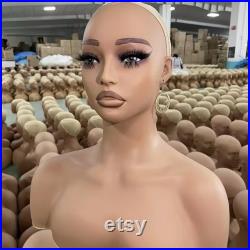 Realistic Mannequin Bust Black Brown Female Mannequin Head Wig Stand Display Mannequin Head( 9.5 7.8 12.2 )