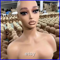 Realistic Mannequin Bust Black Brown Female Mannequin Head Wig Stand Display Mannequin Head( 9.5 7.8 12.2 )