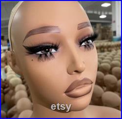 Realistic Mannequin Bust Black Brown Female Mannequin Head Wig Stand Display Mannequin Head( 9.5 7.8 12.2 )