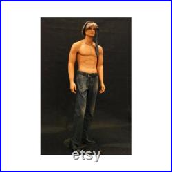 Realistic Tan Adult Male Standing Full Body Fiberglass Mannequin with Wig HAM25