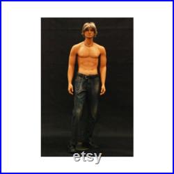 Realistic Tan Adult Male Standing Full Body Fiberglass Mannequin with Wig HAM25