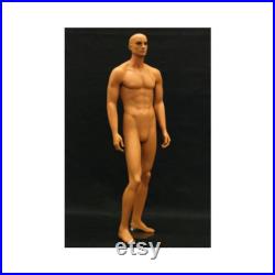 Realistic Tan Adult Male Standing Full Body Fiberglass Mannequin with Wig HAM25