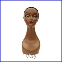 Realistic Women's African American Fiberglass Mannequin Display Head (2 Pack) SLTT1