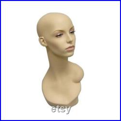 Realistic Women's Fiberglass Mannequin Head Display with Earring Holes (2 pack) EVENLYHD