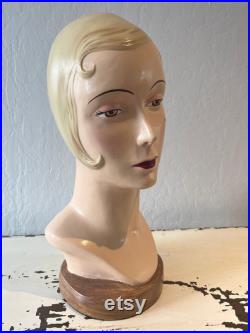 Retro Vintage 1920s 1930s Mannequin Head Katherine's Collection Hat Millinery Display