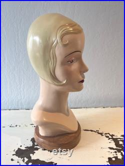 Retro Vintage 1920s 1930s Mannequin Head Katherine's Collection Hat Millinery Display