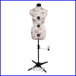 Rosebuds Adjustable Dressmakers Dummy with Plastic Stand and Hem Marker