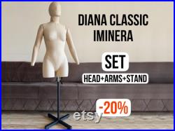 SET Diana Iminera, Dress form, Construction lines, Fully pinnable, Professional sewing mannequin, Female torso