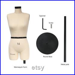 SIZE 14 Half Scale Dress Form for Sewing, 1 2 Mini Dressmaker Dummy for Pattern Maker, Female Tailor Mannequin for designer,Bust 52cm